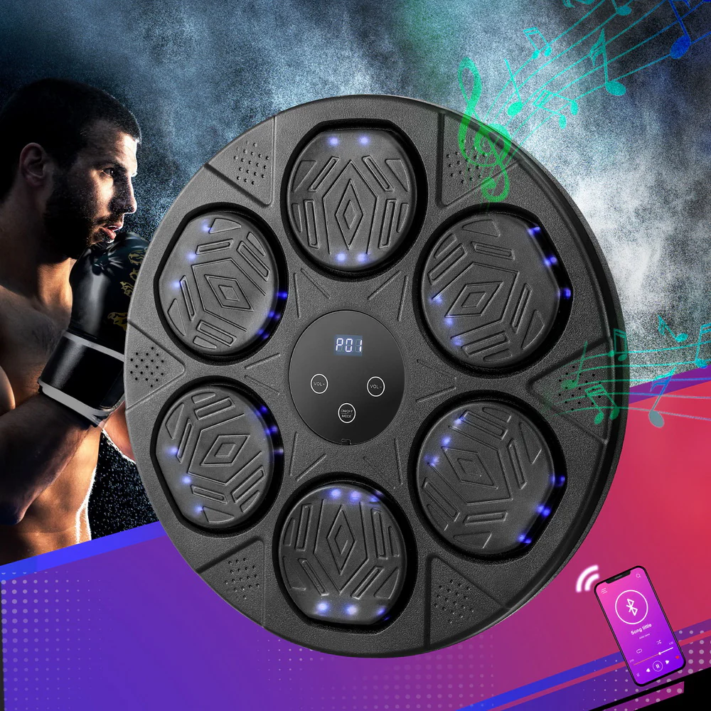 everfit music boxing machine bluetooth wall mounted with led display & gloves everfit music boxing machine bluetooth wall mounted with led display & gloves