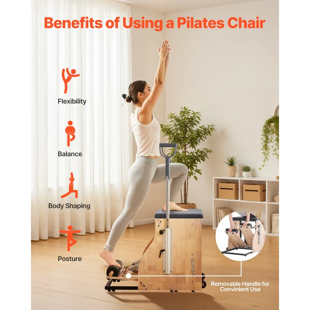 vevor pilates chair, split pedal stability combo chairs with handles, rubber wood frame yoga fitness trainer, exercise reformer, pilates resistance workout equipment, for home gym studio workout vevor pilates chair, split pedal stability combo chairs with handles, rubber wood frame yoga fitness trainer, exercise reformer, pilates resistance workout equipment, for home gym studio workout
